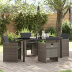 Garden Dining Set 5 pcs Grey Poly Rattan