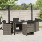 Garden Dining Set 5 pcs Grey Poly Rattan