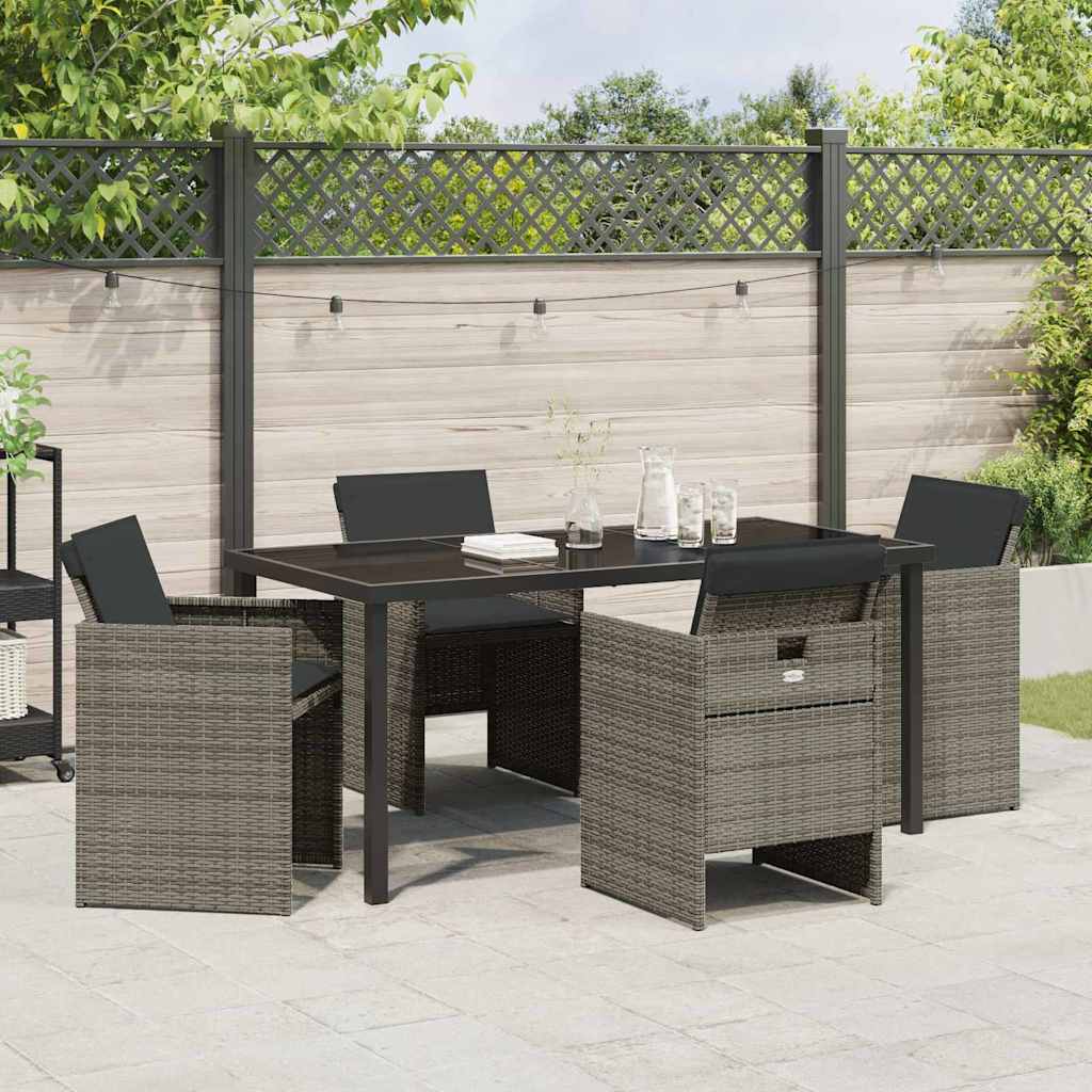 Garden Dining Set 5 pcs Grey Poly Rattan