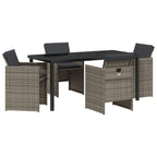 Garden Dining Set 5 pcs Grey Poly Rattan