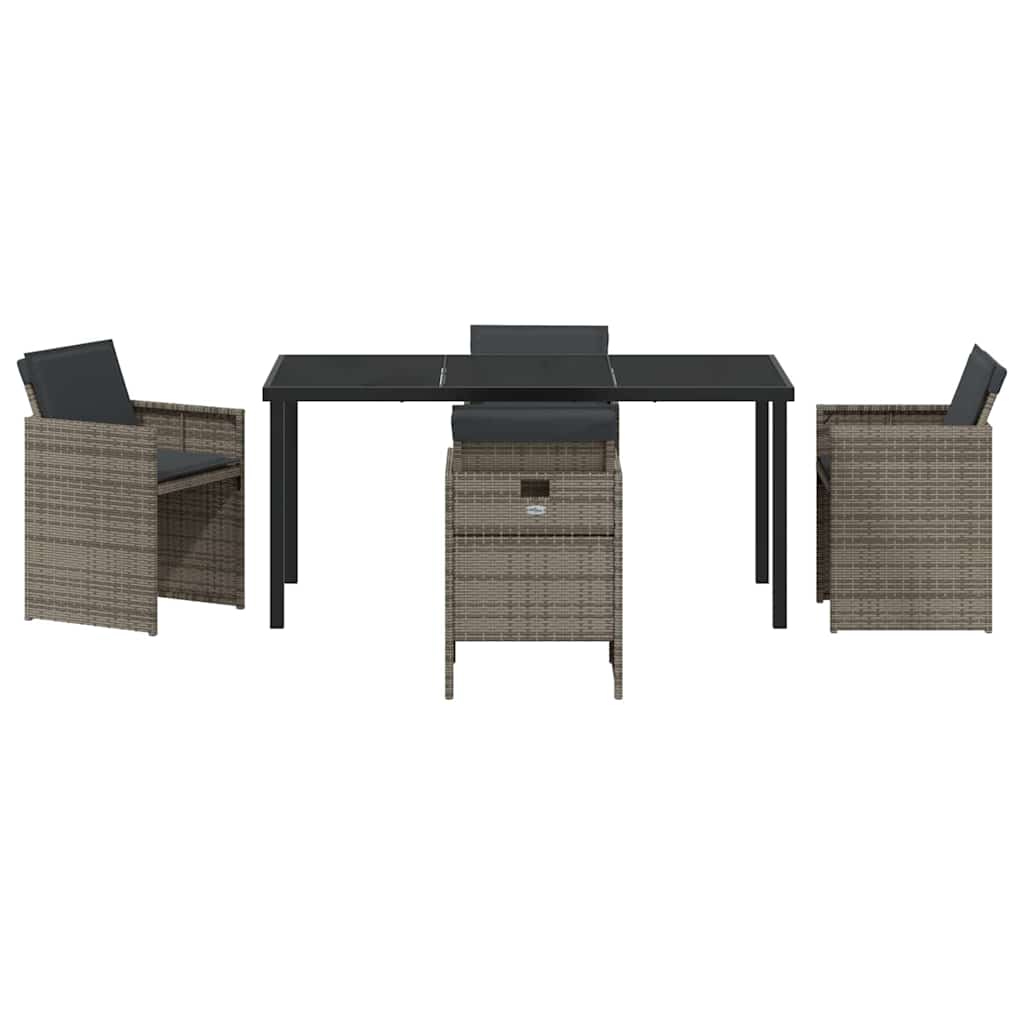 Garden Dining Set 5 pcs Grey Poly Rattan