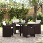 Garden Dining Set 5 pcs Brown Poly Rattan