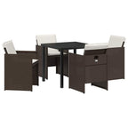 Garden Dining Set 5 pcs Brown Poly Rattan