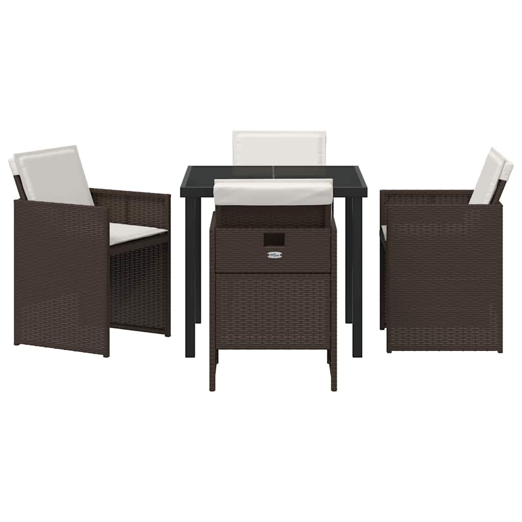 Garden Dining Set 5 pcs Brown Poly Rattan