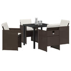 Garden Dining Set 5 pcs Brown Poly Rattan