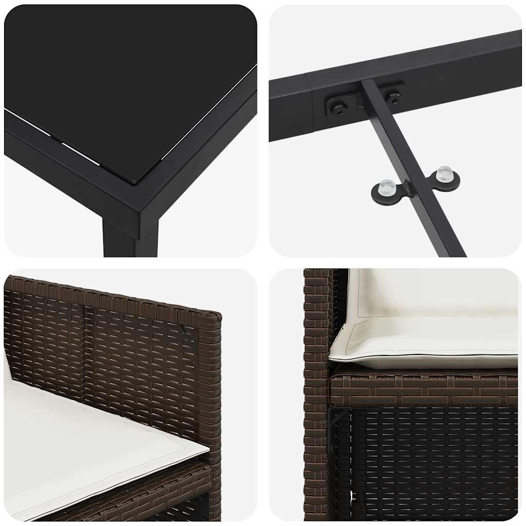 Garden Dining Set 5 pcs Brown Poly Rattan