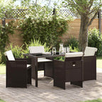 Garden Dining Set 5 pcs Brown Poly Rattan