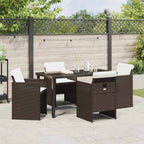 Garden Dining Set 5 pcs Brown Poly Rattan