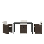 Garden Dining Set 5 pcs Brown Poly Rattan