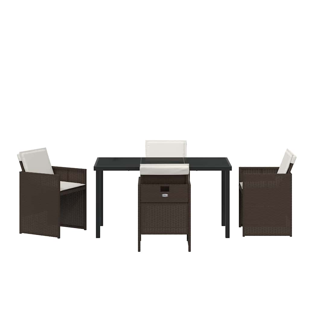 Garden Dining Set 5 pcs Brown Poly Rattan