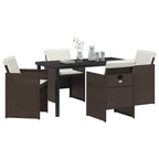 Garden Dining Set 5 pcs Brown Poly Rattan