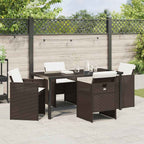 Garden Dining Set 5 pcs Brown Poly Rattan