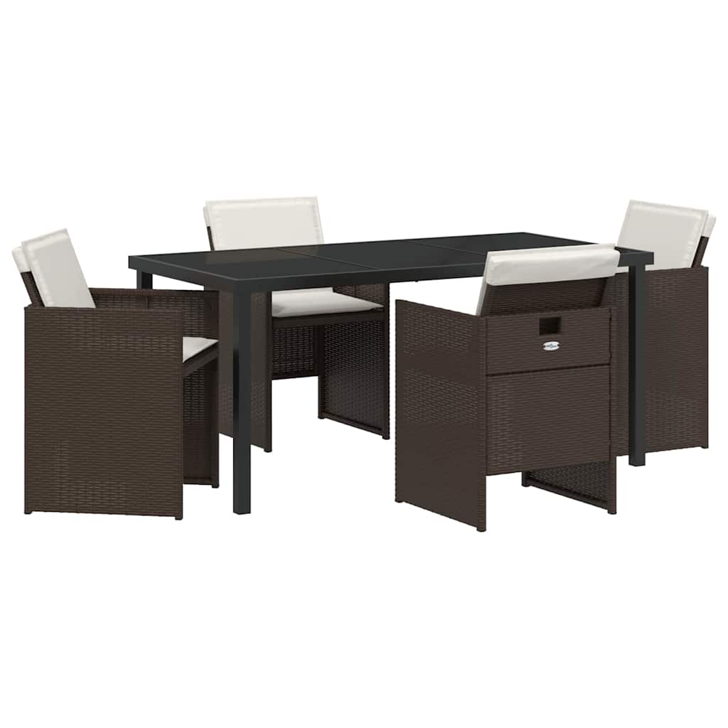 Garden Dining Set 5 pcs Brown Poly Rattan