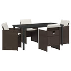 Garden Dining Set 5 pcs Brown Poly Rattan