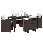 Garden Dining Set 5 pcs Brown Poly Rattan