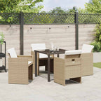 Garden Dining Set 5 pcs Beige Poly Rattan