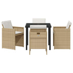 Garden Dining Set 5 pcs Beige Poly Rattan