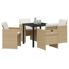 Garden Dining Set 5 pcs Beige Poly Rattan