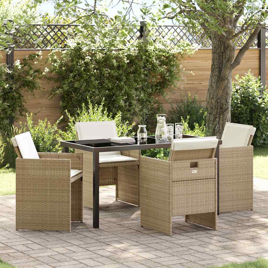 Garden Dining Set 5 pcs Beige Poly Rattan