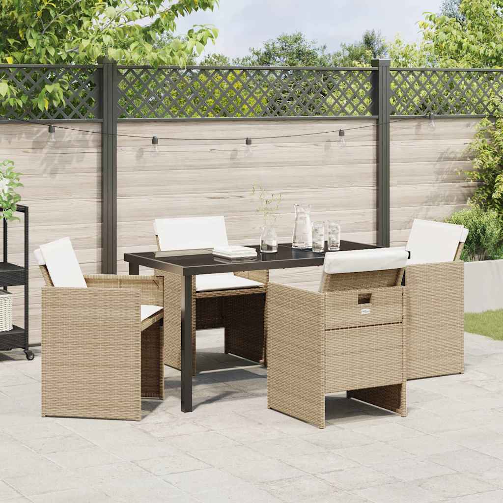 Garden Dining Set 5 pcs Beige Poly Rattan
