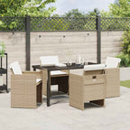 Garden Dining Set 5 pcs Beige Poly Rattan