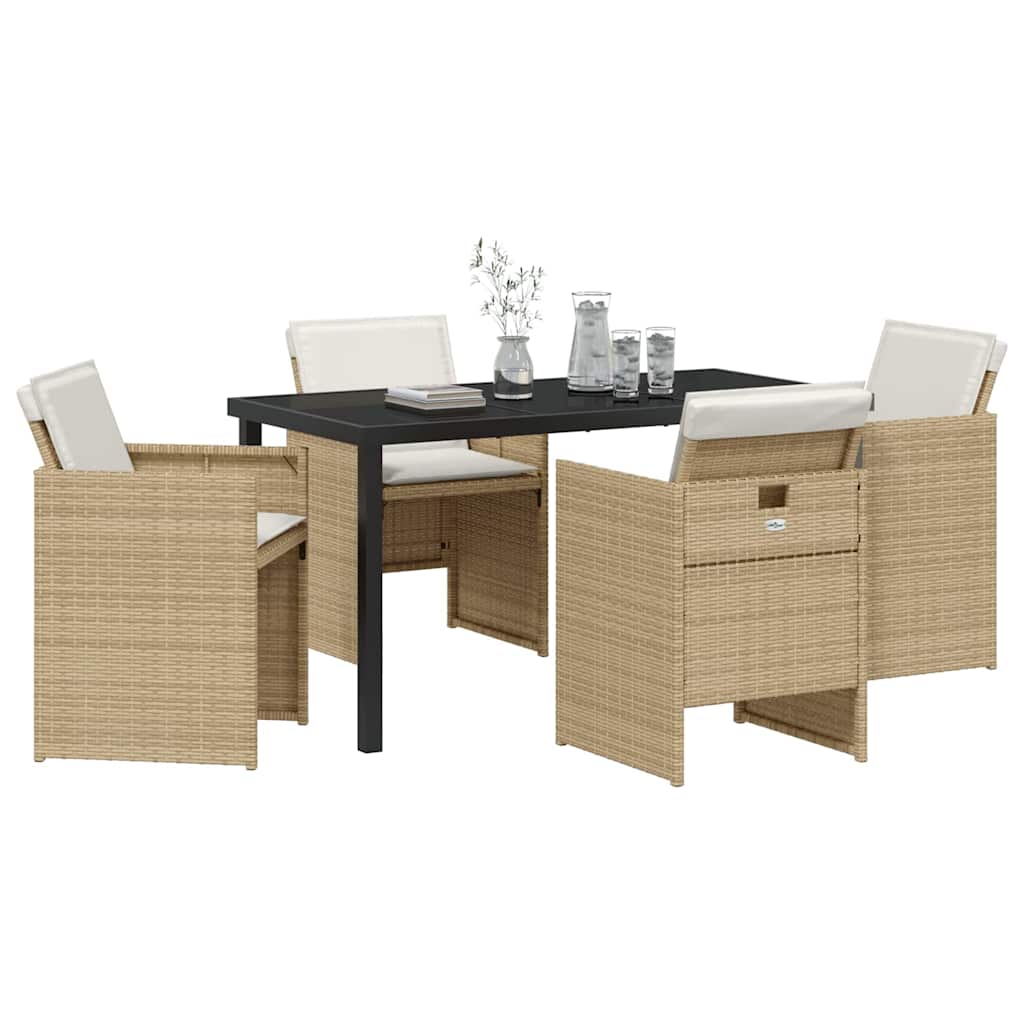 Garden Dining Set 5 pcs Beige Poly Rattan