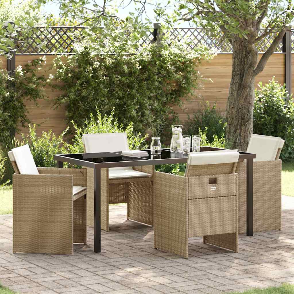 Garden Dining Set 5 pcs Beige Poly Rattan