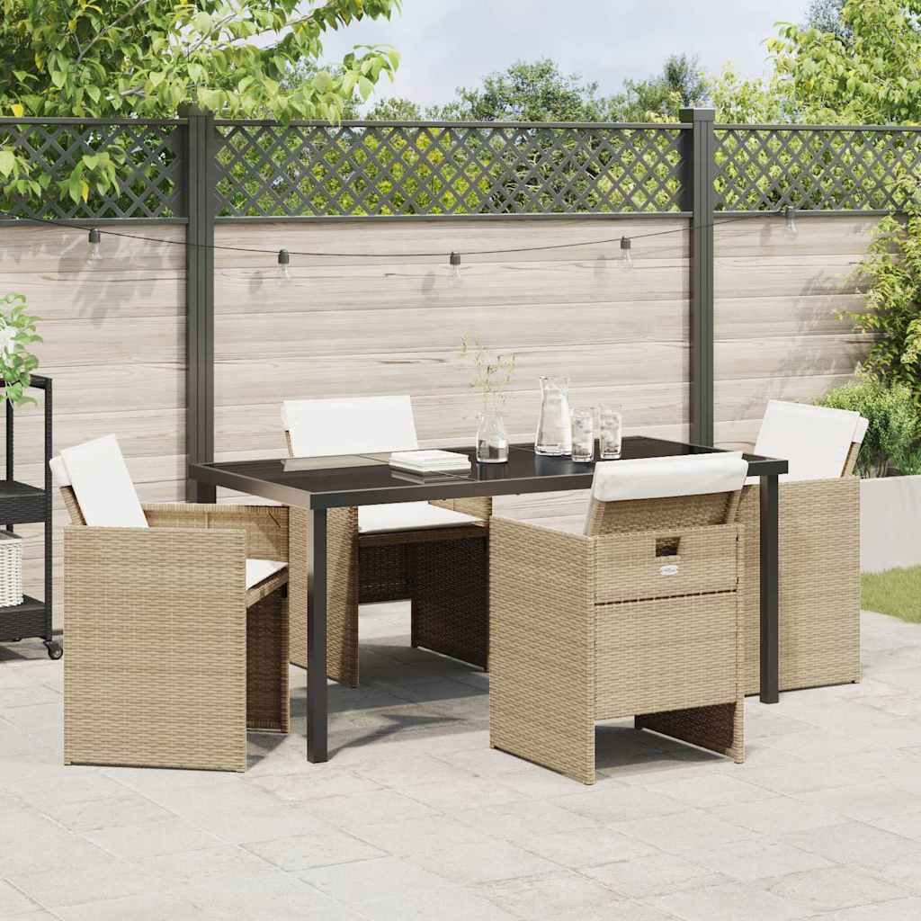 Garden Dining Set 5 pcs Beige Poly Rattan