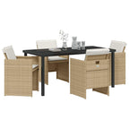 Garden Dining Set 5 pcs Beige Poly Rattan