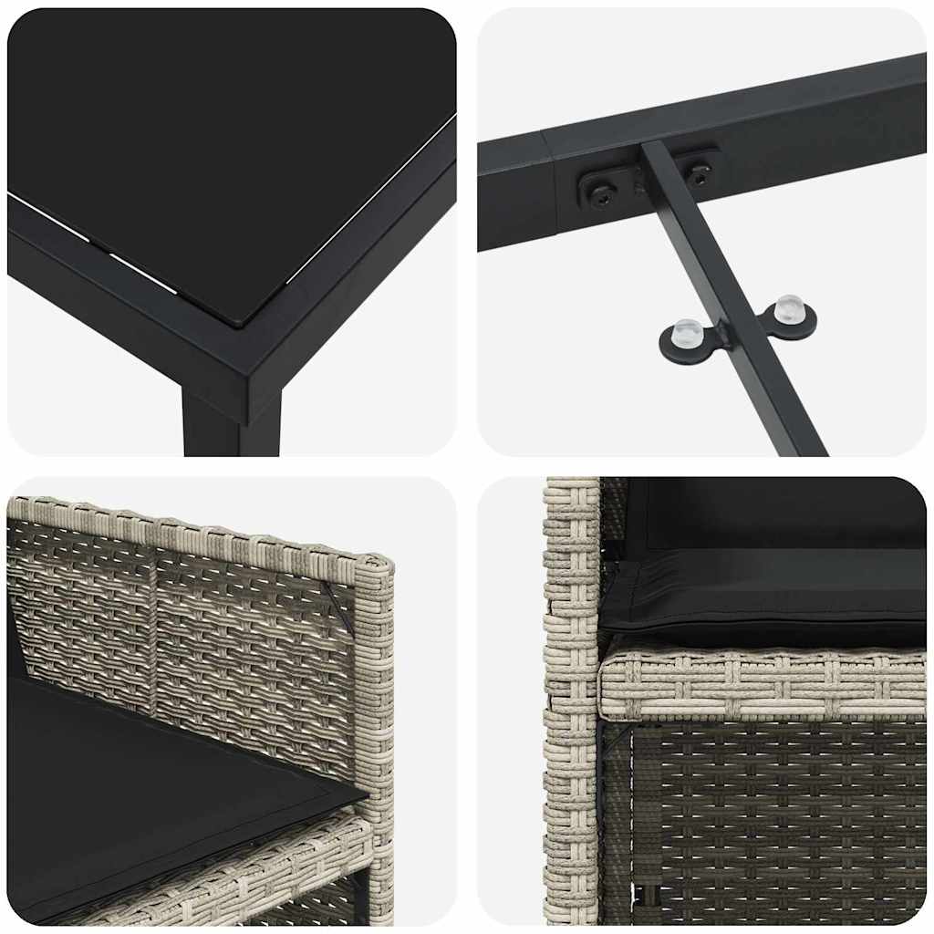 Garden Dining Set 5 pcs Light Grey Poly Rattan