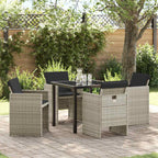 Garden Dining Set 5 pcs Light Grey Poly Rattan