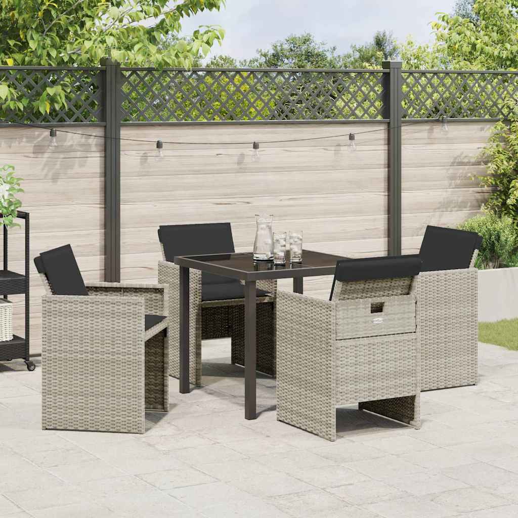 Garden Dining Set 5 pcs Light Grey Poly Rattan