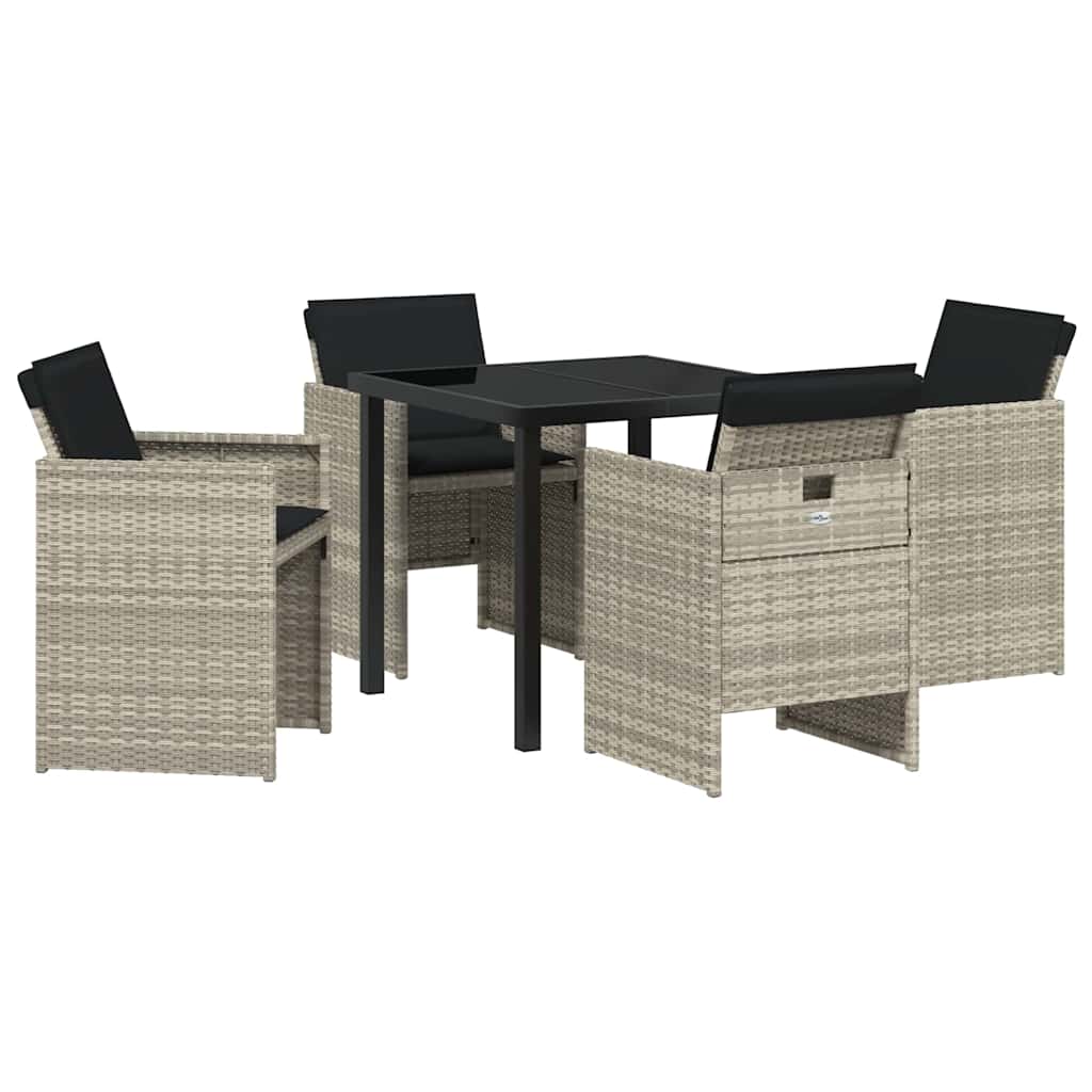 Garden Dining Set 5 pcs Light Grey Poly Rattan