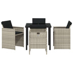 Garden Dining Set 5 pcs Light Grey Poly Rattan
