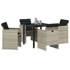 Garden Dining Set 5 pcs Light Grey Poly Rattan