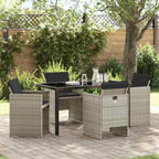 Garden Dining Set 5 pcs Light Grey Poly Rattan