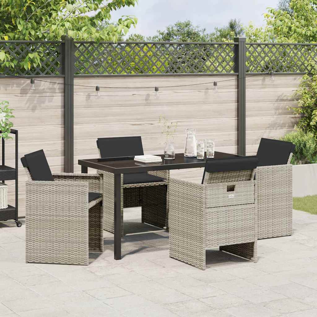Garden Dining Set 5 pcs Light Grey Poly Rattan