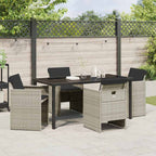 Garden Dining Set 5 pcs Light Grey Poly Rattan