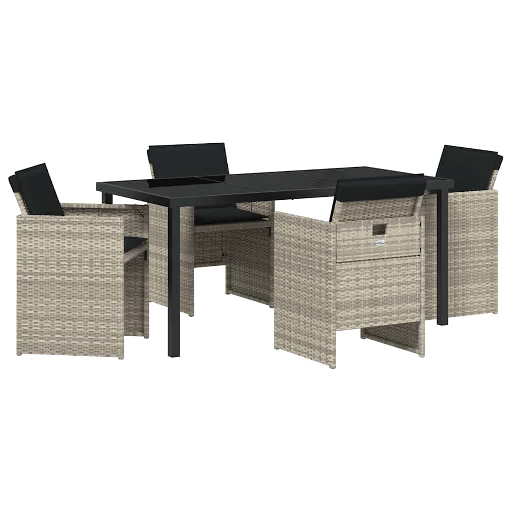 Garden Dining Set 5 pcs Light Grey Poly Rattan