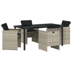 Garden Dining Set 5 pcs Light Grey Poly Rattan