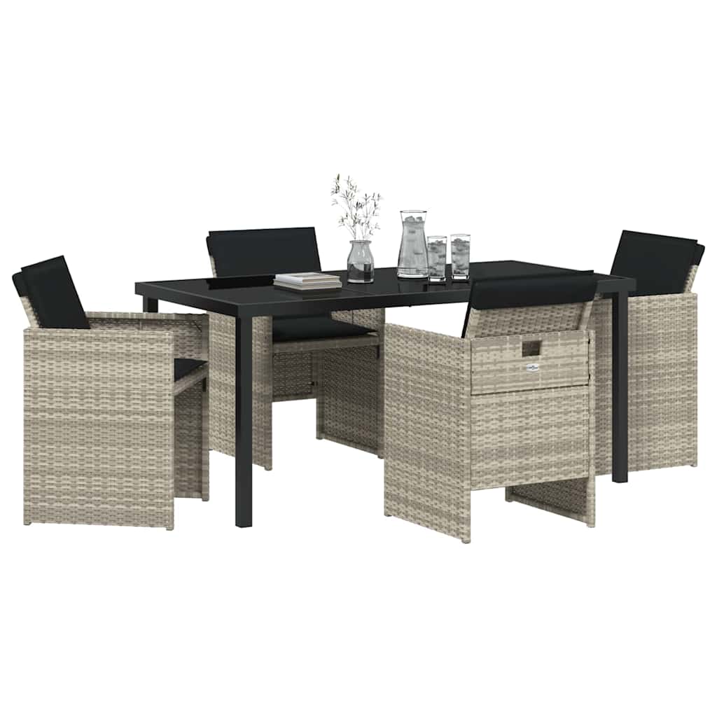 Garden Dining Set 5 pcs Light Grey Poly Rattan