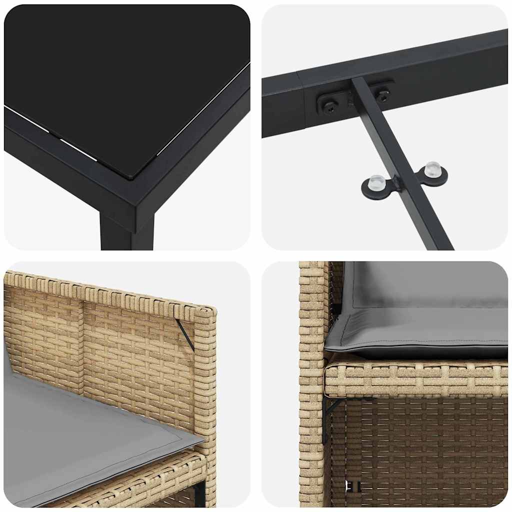 Garden Dining Set 5 pcs Beige Poly Rattan