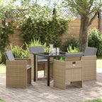 Garden Dining Set 5 pcs Beige Poly Rattan