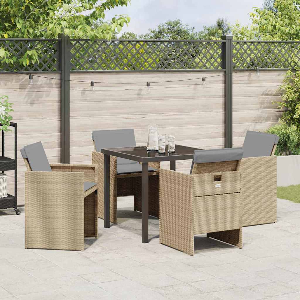Garden Dining Set 5 pcs Beige Poly Rattan