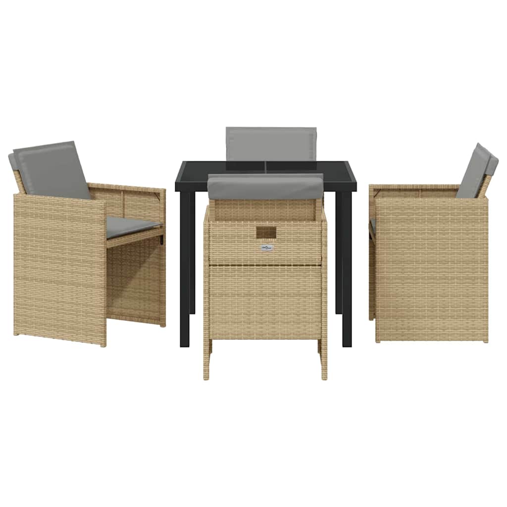 Garden Dining Set 5 pcs Beige Poly Rattan