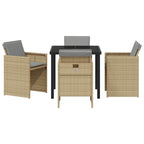 Garden Dining Set 5 pcs Beige Poly Rattan