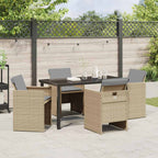 Garden Dining Set 5 pcs Beige Poly Rattan