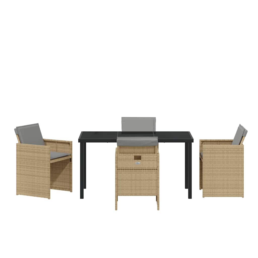 Garden Dining Set 5 pcs Beige Poly Rattan