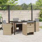 Garden Dining Set 5 pcs Beige Poly Rattan