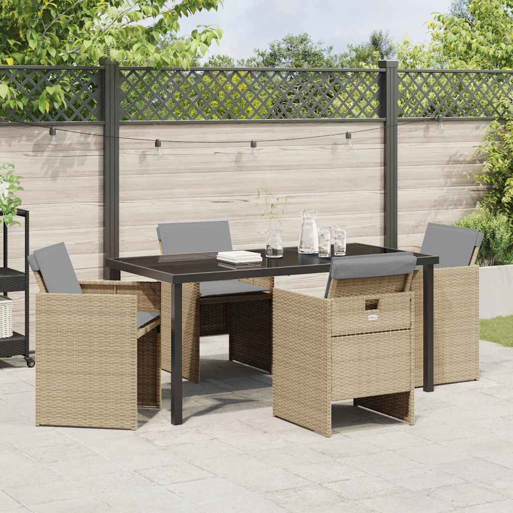Garden Dining Set 5 pcs Beige Poly Rattan
